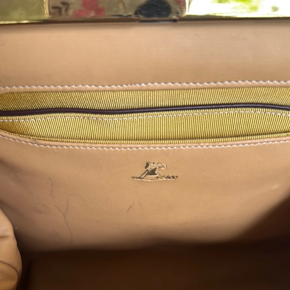 Vintage Lesco Crocodile-Embossed Cognac Leather Shoulder Bag brown